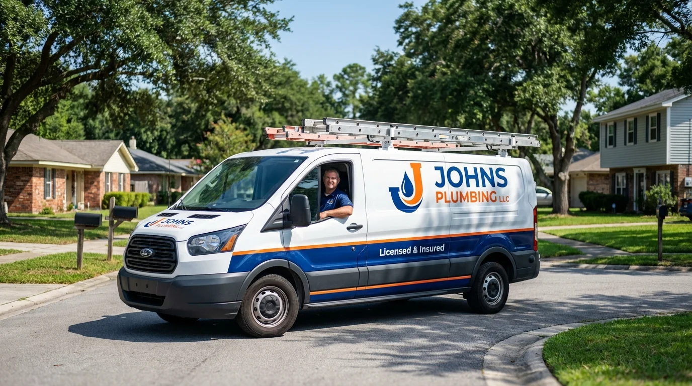 Johns Plumbing LLC service van in Van Horn, TX