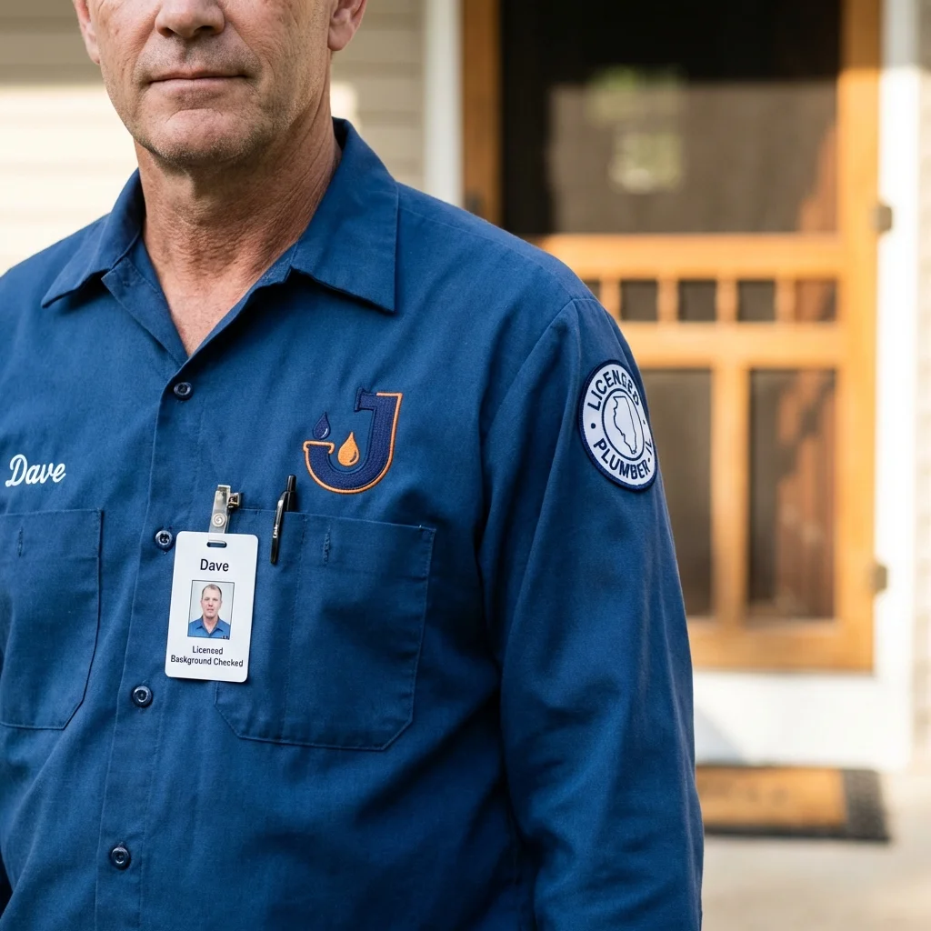Licensed plumber showing ID badge in Van Horn, TX