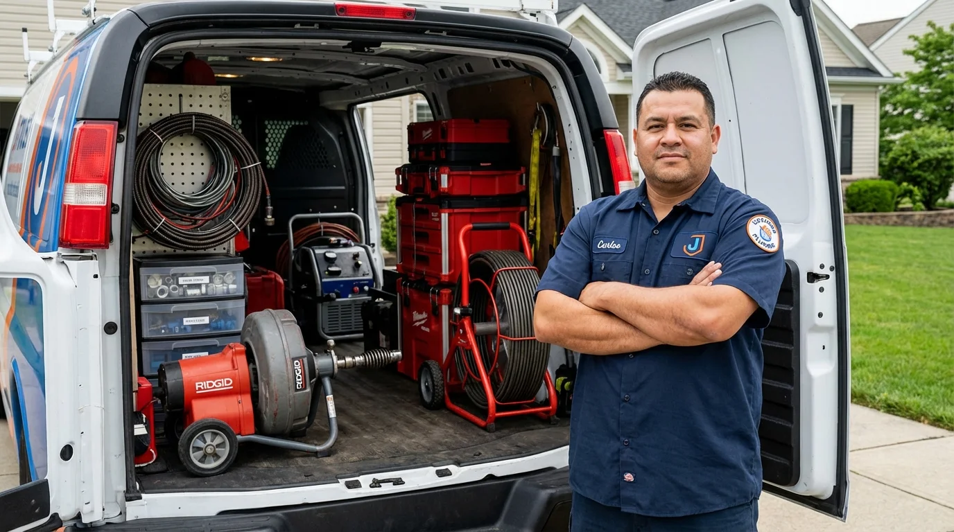 Professional drain cleaning equipment and Johns Plumbing LLC plumber in Van Horn