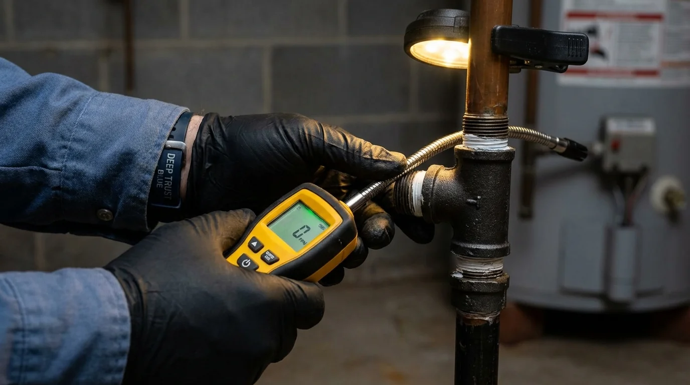 Gas leak detection with electronic sniffer by Johns Plumbing LLC in Van Horn