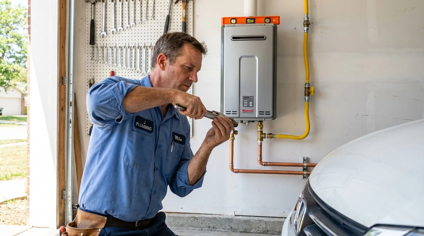 Tankless water heater installation by a Johns Plumbing LLC plumber in Van Horn