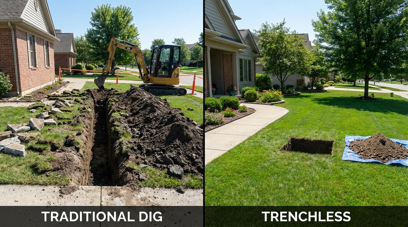 Trenchless sewer repair with minimal yard damage versus traditional excavation in Van Horn, TX